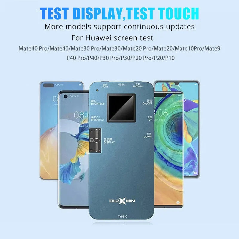 S300 model mobile phone screen tester for Huawei devices on a workbench.