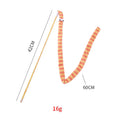 Cat wand teaser toy with colourful plush strip and bell on a polycarbonate pole.