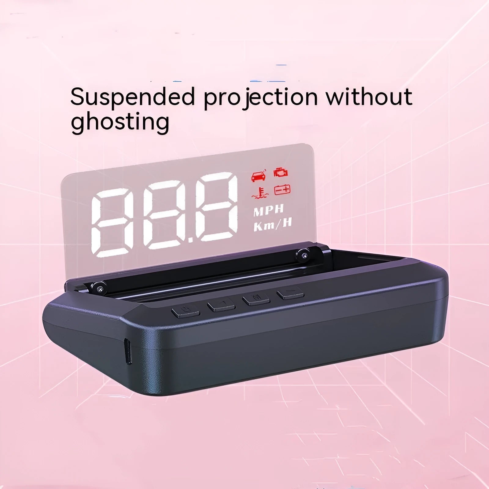 Black Car Mounted Display with 2.0 inch screen showing speed projection