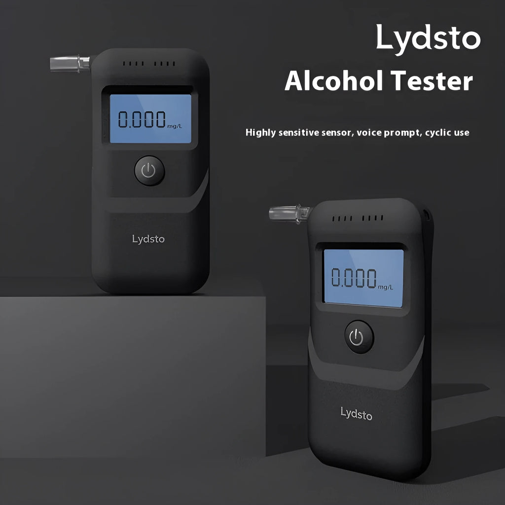 Black household alcohol tester with one-button operation for breath analysis checks