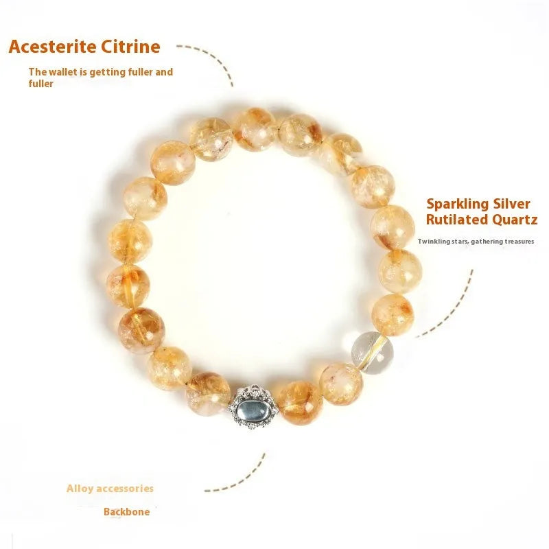 Citrine crystal bracelet with 10mm geometric beads in unisex design