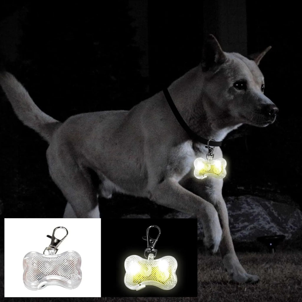 LED luminous bone-shaped pendant for pet collars with three flash modes