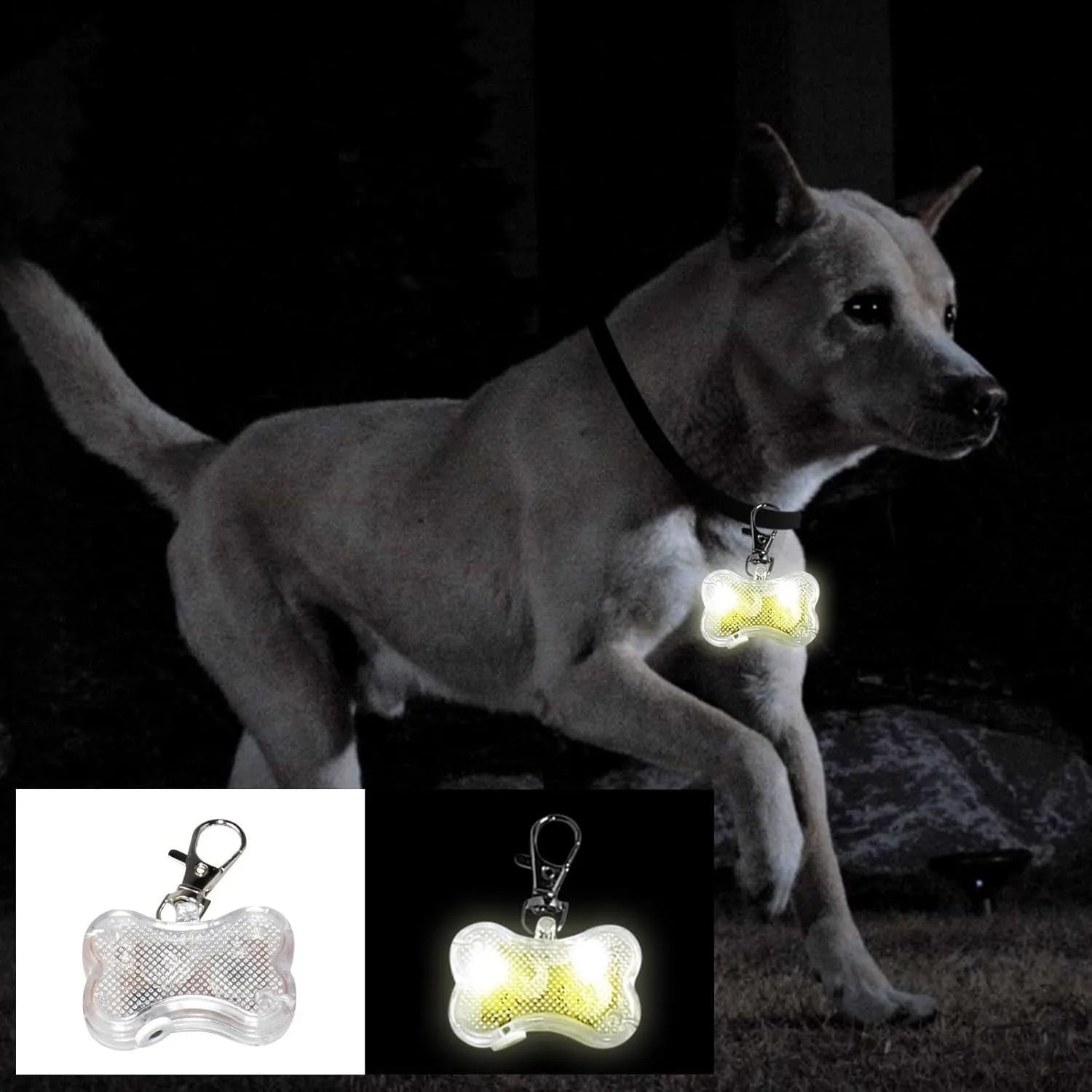 LED luminous bone-shaped pendant for pet collars with three flash modes