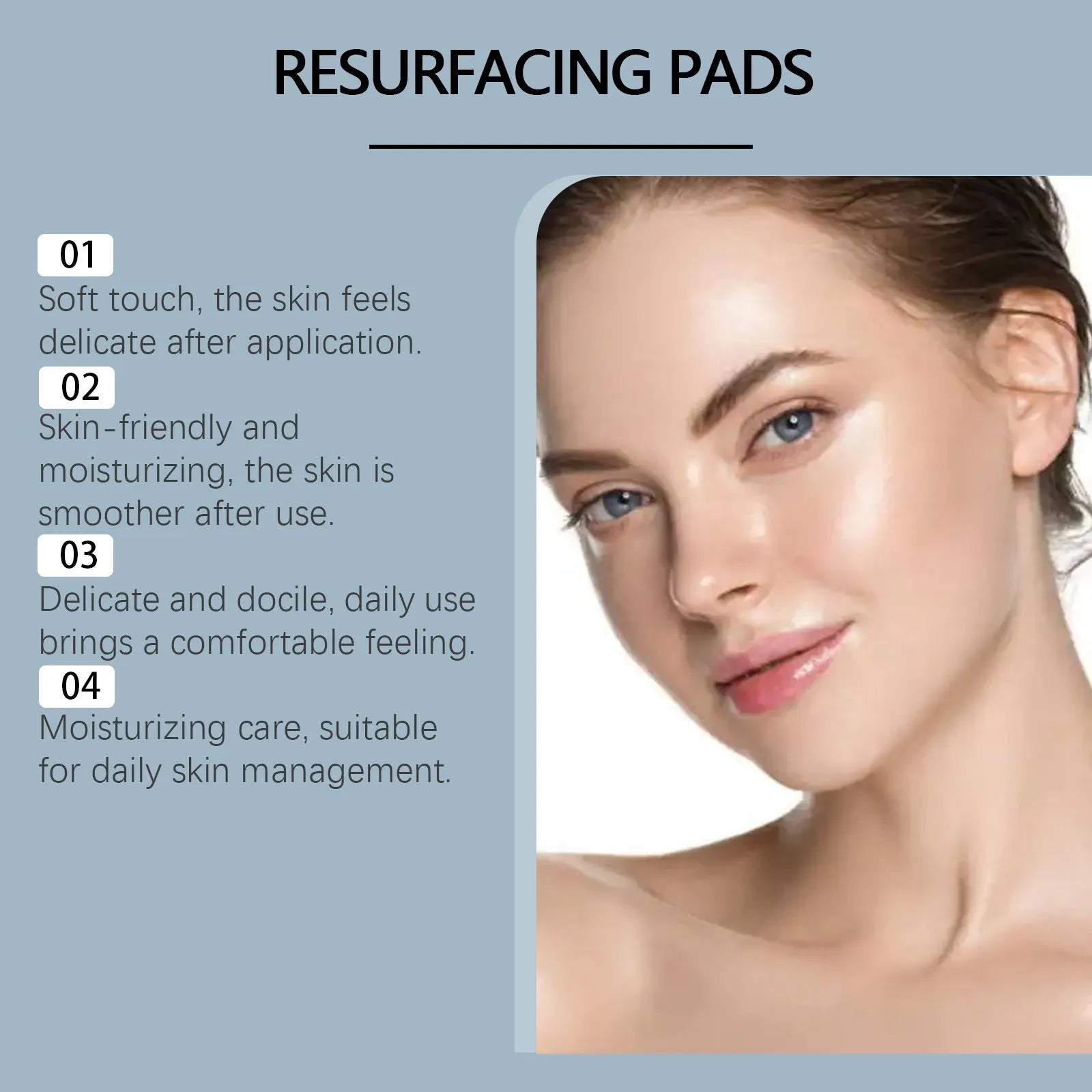 Glycolic acid facial exfoliating pads in container, 50 count with vitamin complex