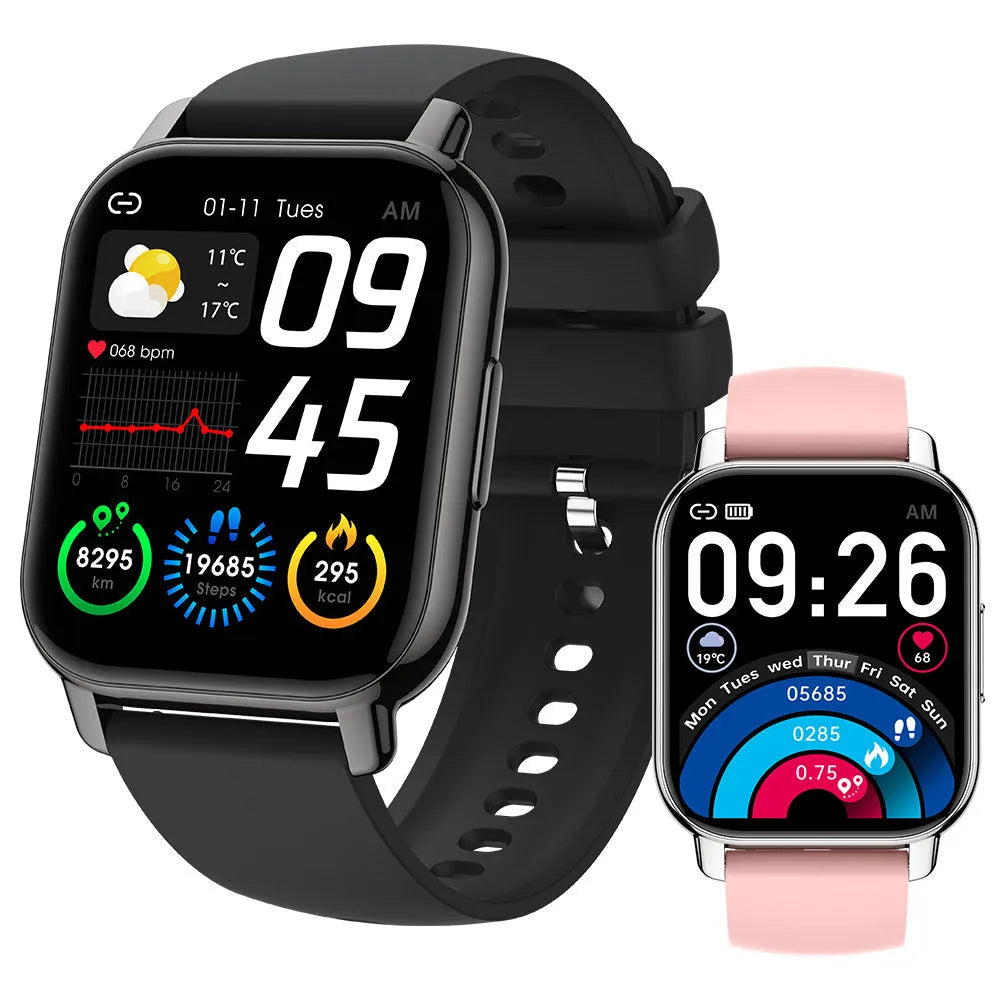 P66 smart watch with 1.85 inch TFT screen silicone wristband heart rate blood pressure Bluetooth call
