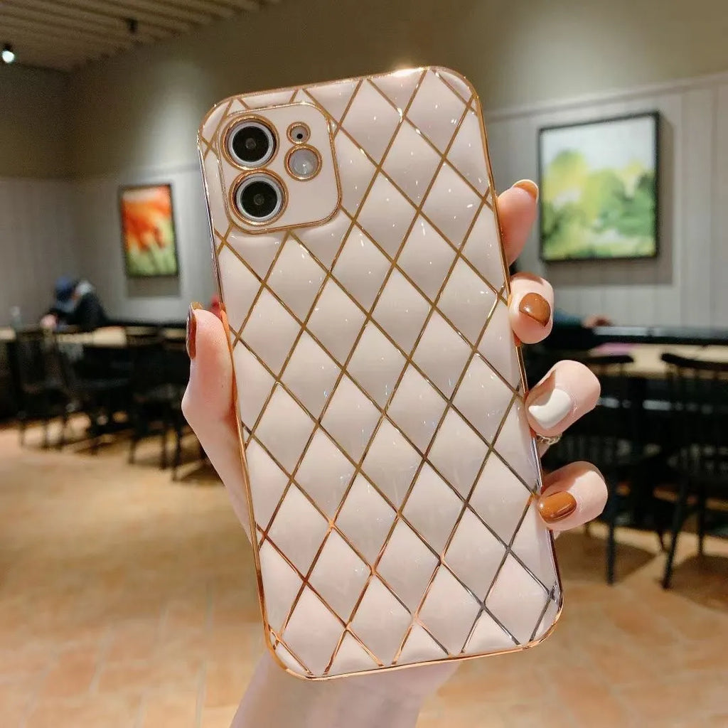 Electroplated diamond pattern TPU phone case for iPhone in multiple colours