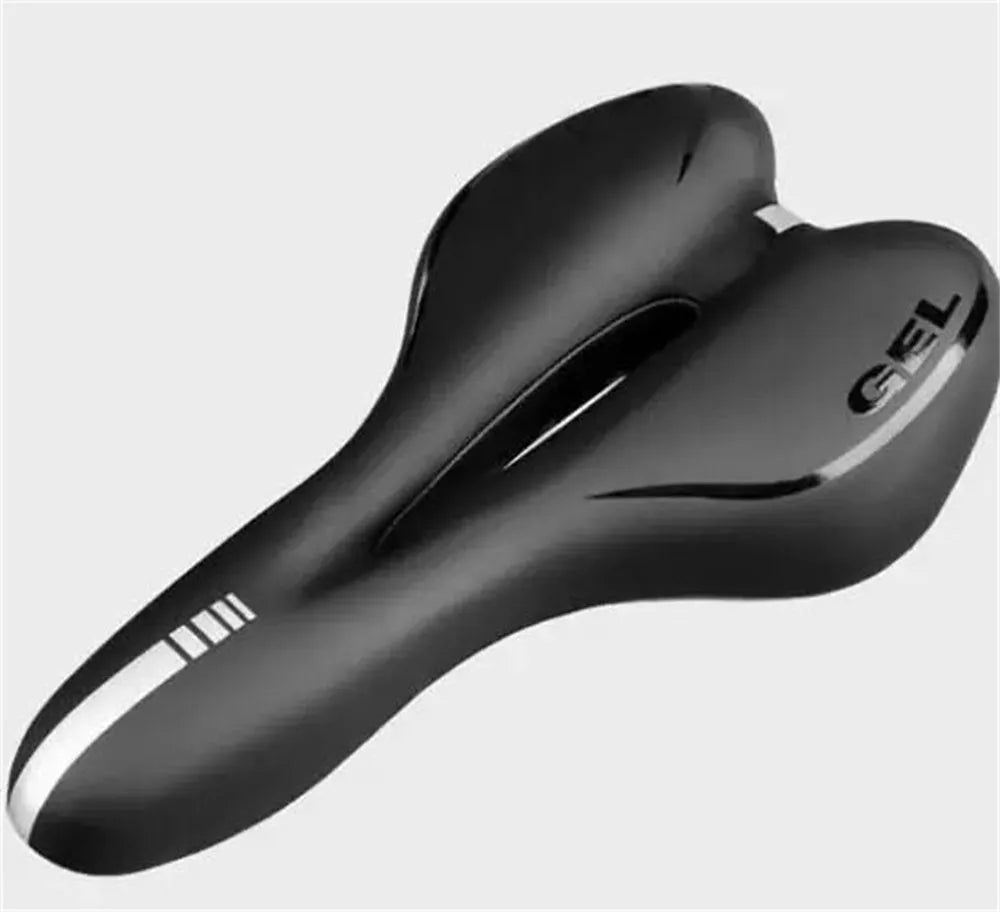 Thickened soft silicone bicycle saddle cushion with PU leather cover and included waterproof cover and tools