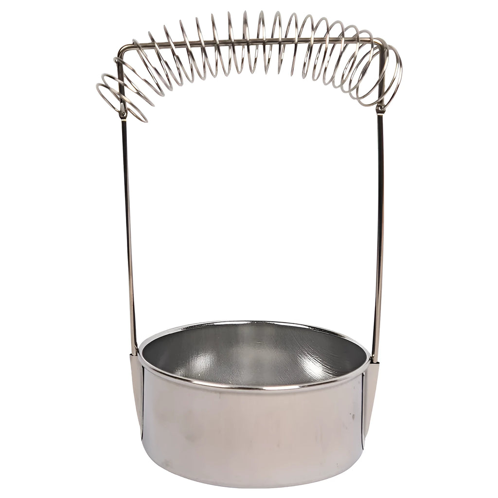 Silver stainless steel oil painting pen washer with spring brush clamp.