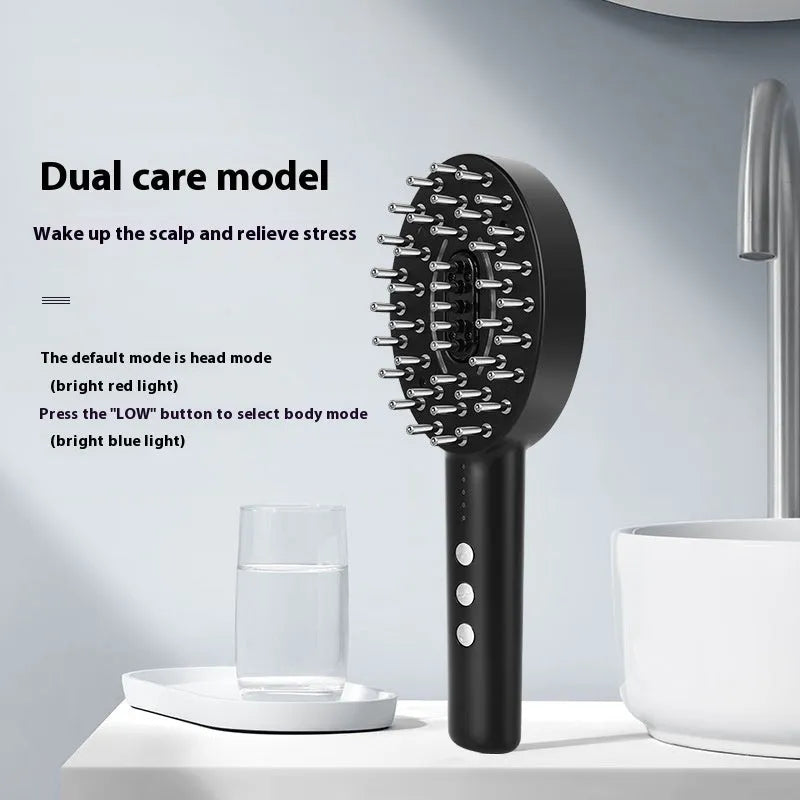 KD3802 Black rechargeable handheld scalp massager with medicine application capability