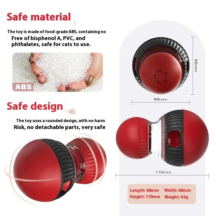 Rotating plastic cat sound and food dropping ball toy with super ball colour design