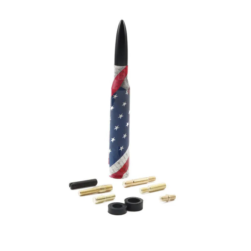 14cm camouflage pattern and American flag bullet car antenna for universal vehicle fit