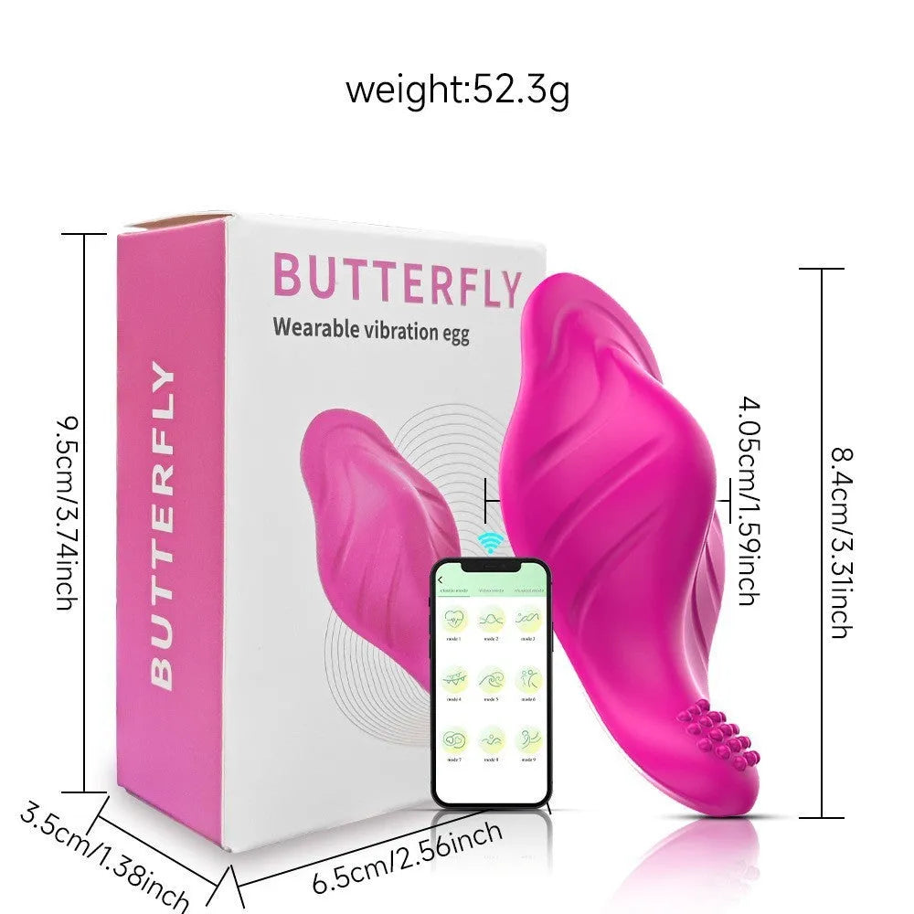 Rose red APP remote control wearable female massager with cute butterfly design