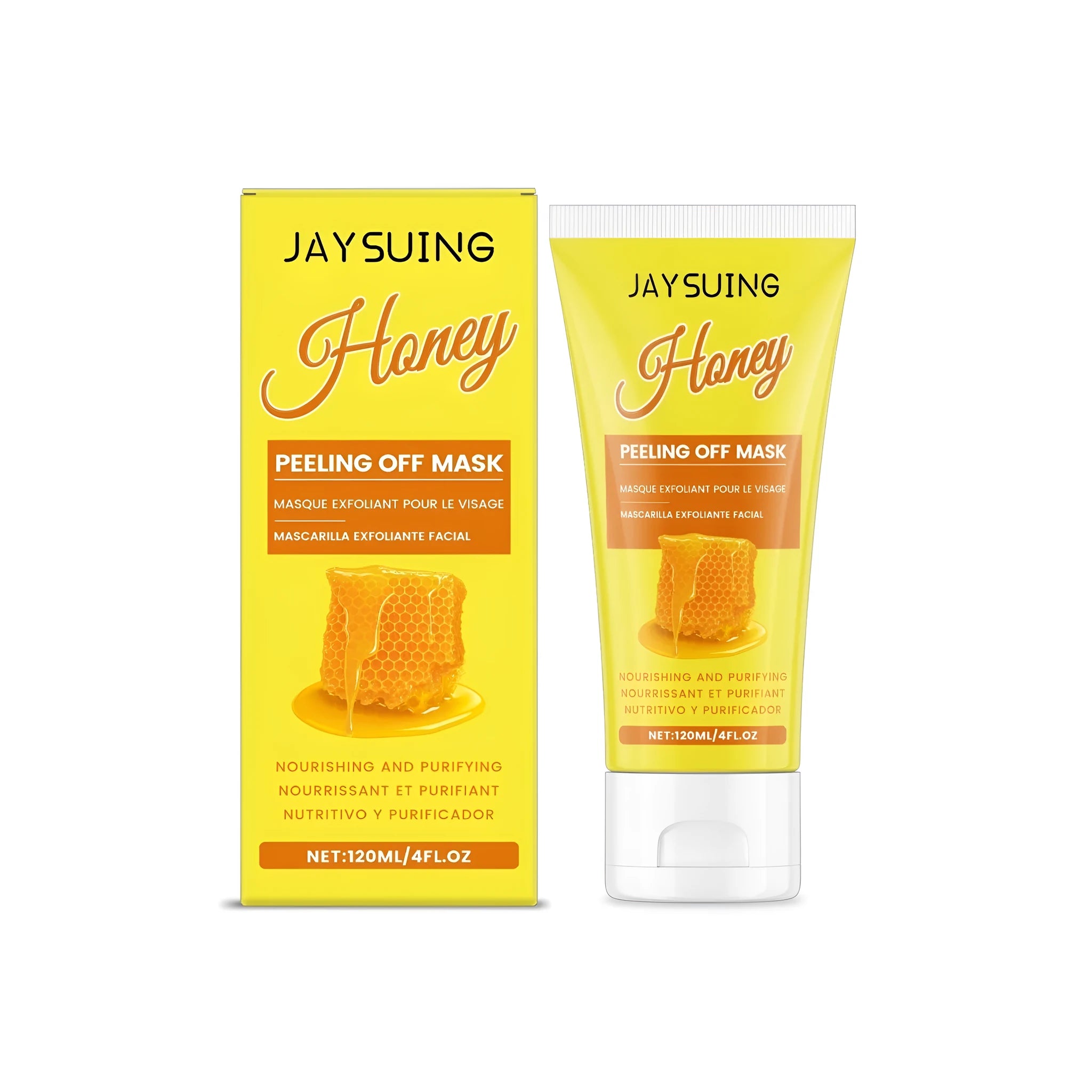 120ml bottle of peeling off mask containing collagen, honey, and almond extract