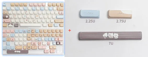 High Sea Salt Cat pastel PBT keycap set for mechanical keyboards with 7u spacebar supplement