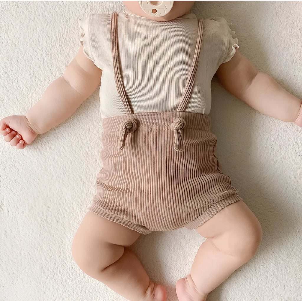 Baby carrier high waist triangle cotton stretch pants in solid colour, size 73cm