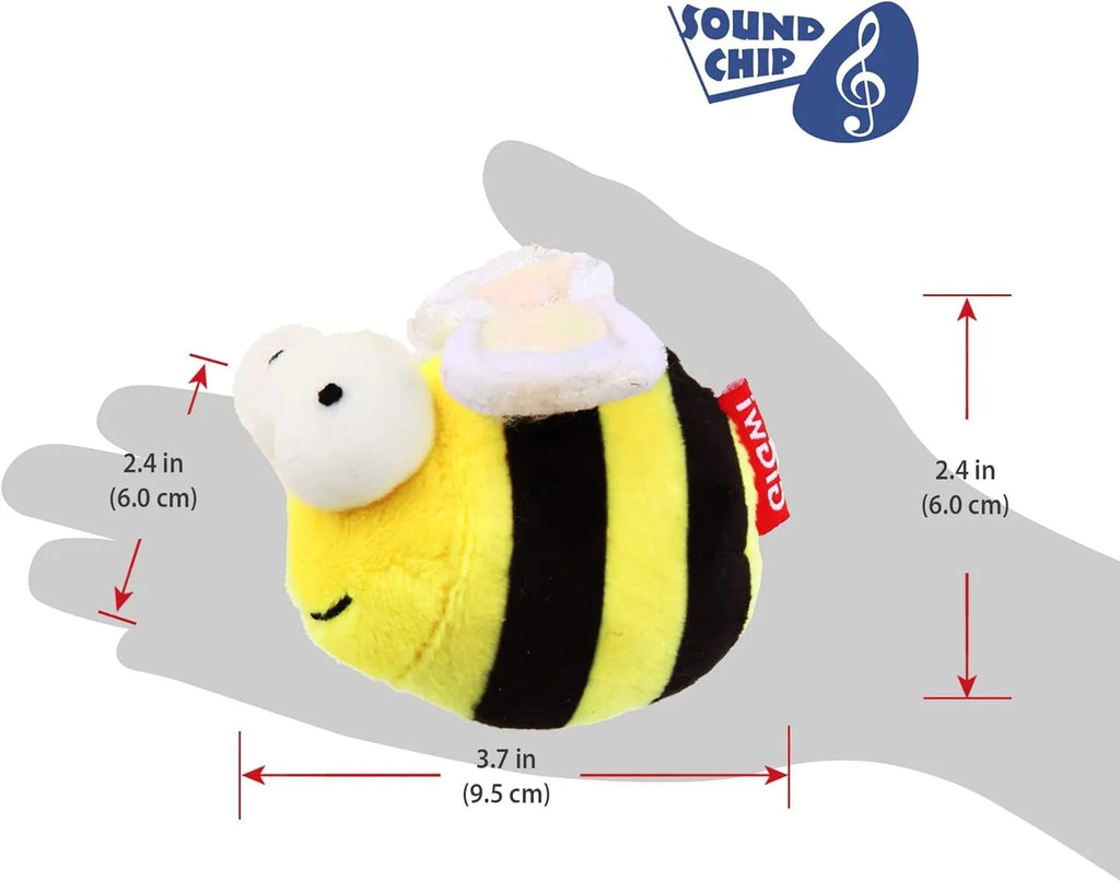Yellow flannelette bee-shaped electronic cat toy with motion-activated chirping sound