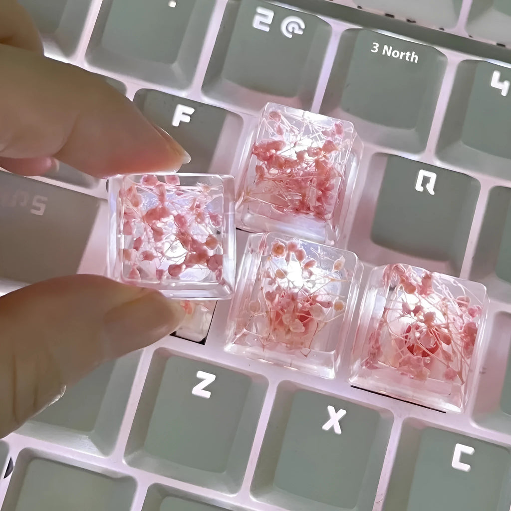 Resin starry sky design mechanical keyboard keycap in red, pink, green, violet colours for MX stems