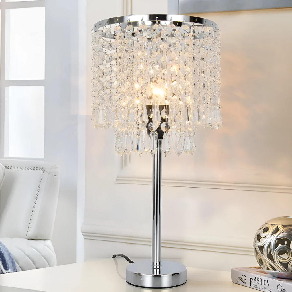 Rechargeable crystal decorative table lamp 20x42cm modern simplicity style on bedside table