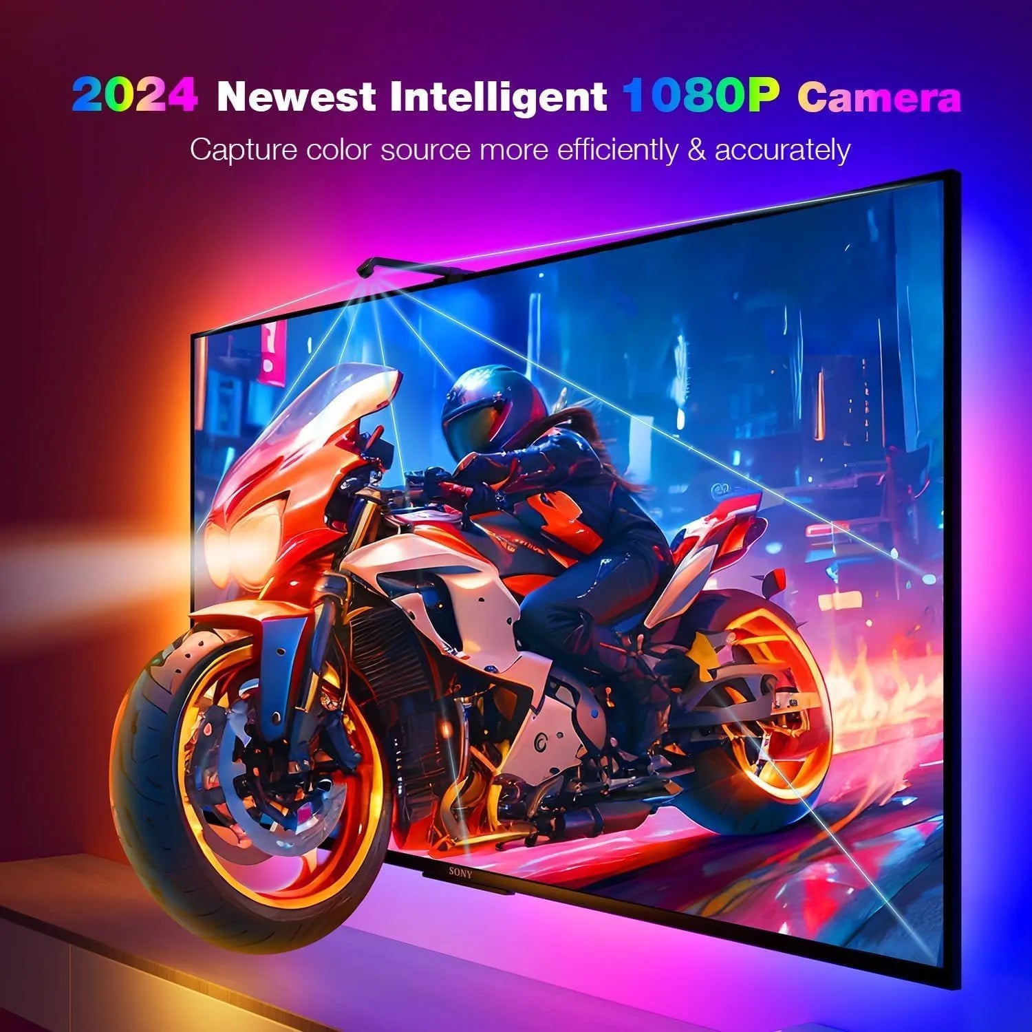 5-metre RGB ambience light strip with camera sync for gaming and TV background lighting