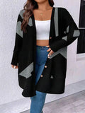 Black plus size knitwear cardigan with button fastening in Japanese Korean casual style