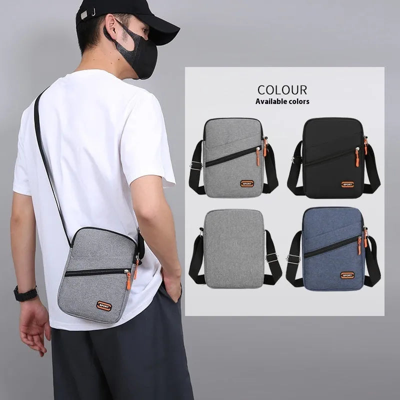 Oxford cloth ultra-light crossbody commuter bag in solid colour with contrasting details.