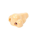 Flesh coloured plastic pencil sharpener with geometry shape on a white background.