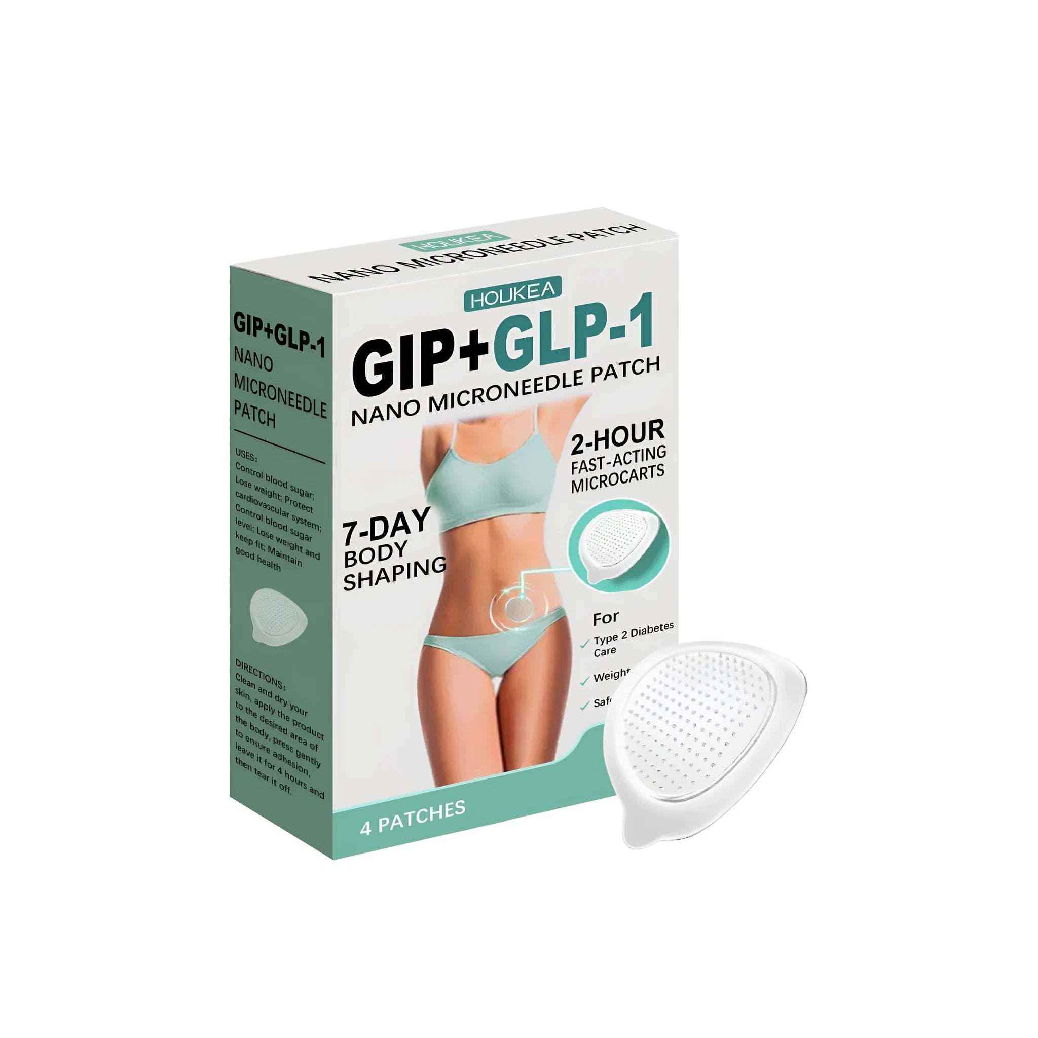 Four transparent nano microneedle patches for facial skincare with acetyl hexapeptide-8