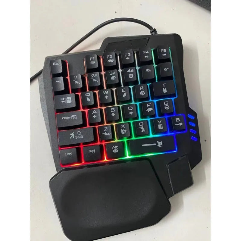 One-handed mechanical keyboard and wired optical mouse set with 1.5 metre cable