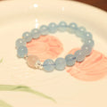 Women's Chinese style Fengjiu DIY aquamarine bracelet with pearl and pink crystal charms