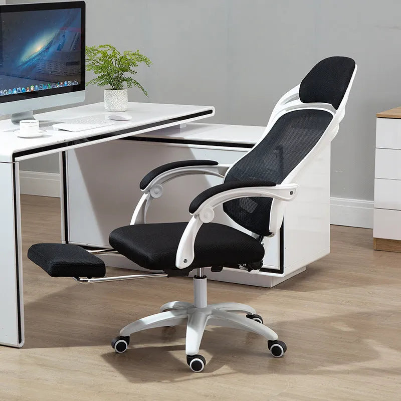 Ergonomic black computer gaming chair with high resilience sponge seat and linkage armrests