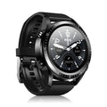 Black smart watch with silicone strap showing blood pressure and oxygen monitoring on its 1.28-inch screen.