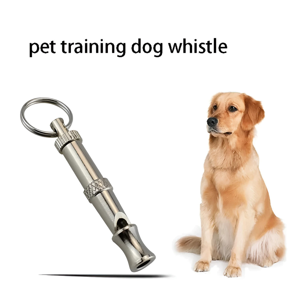 Metallic adjustable ultrasonic dog whistle for bark control and training with brass electroplated nickel construction