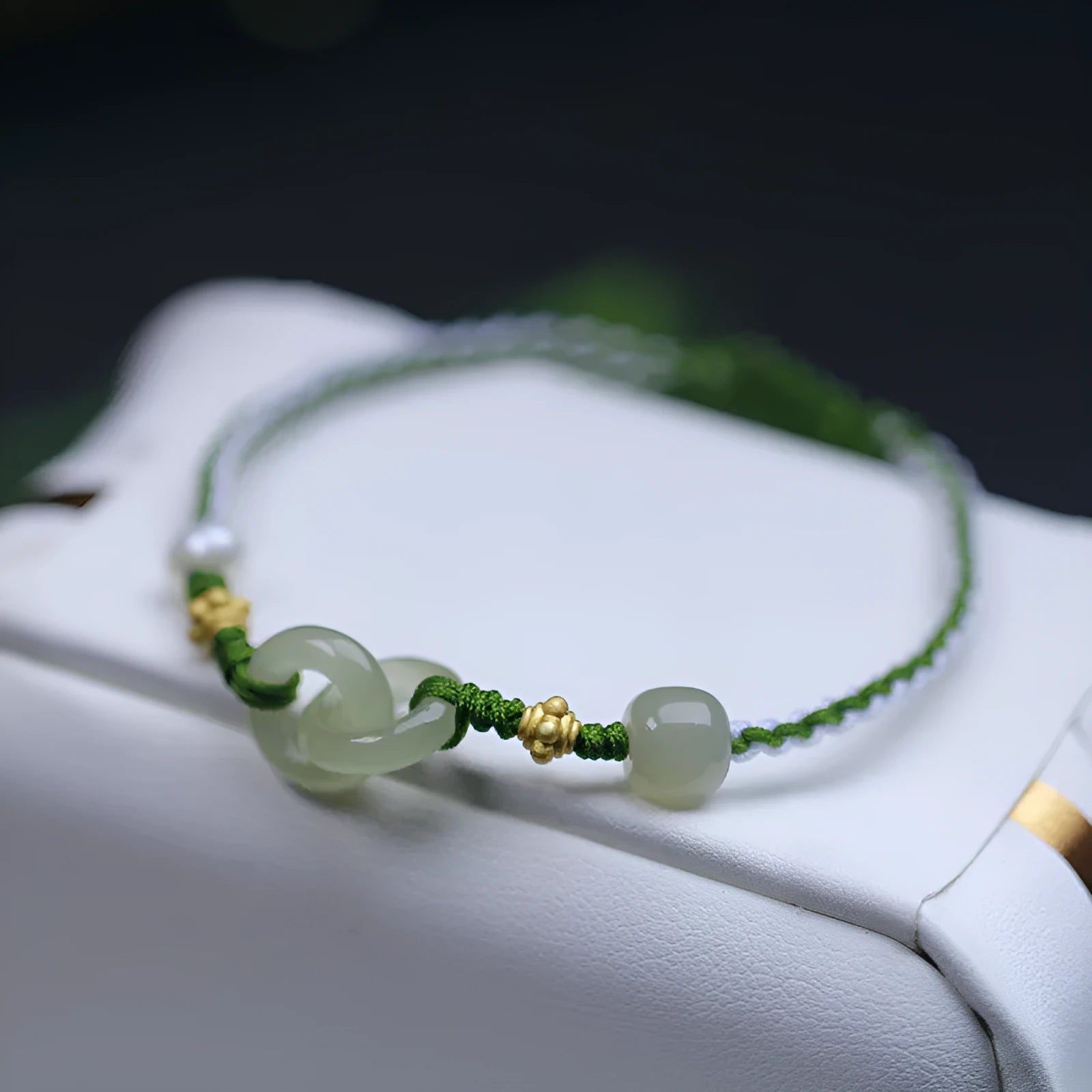 DIY woven bracelet with Hetian jade pendants and hollow out national tide styling on flexible wire
