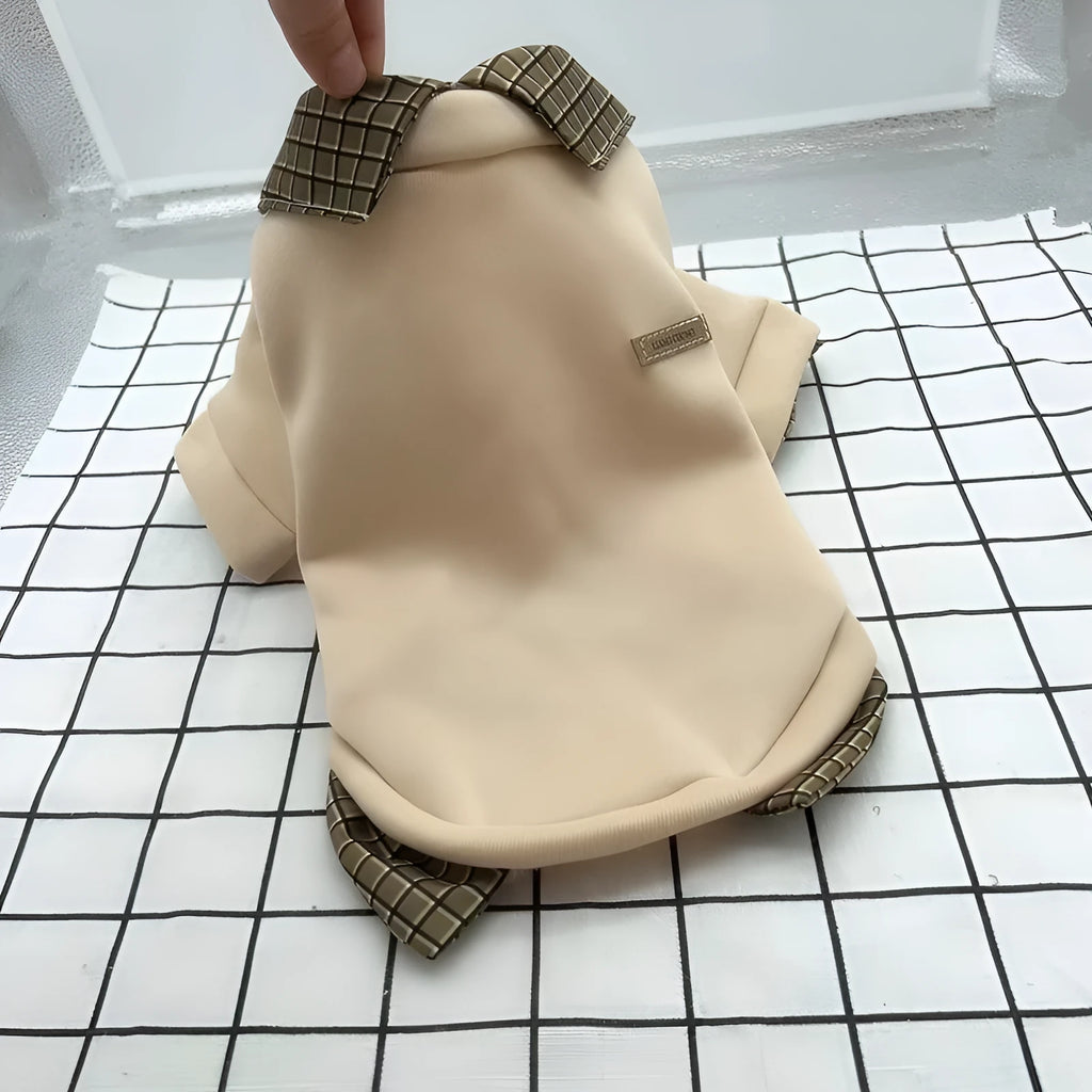 Two-piece grey dog sweater with detachable collar for pet clothing