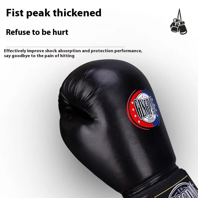 Professional PU leather boxing gloves for Sanda fighting training in multiple colours and weight specifications