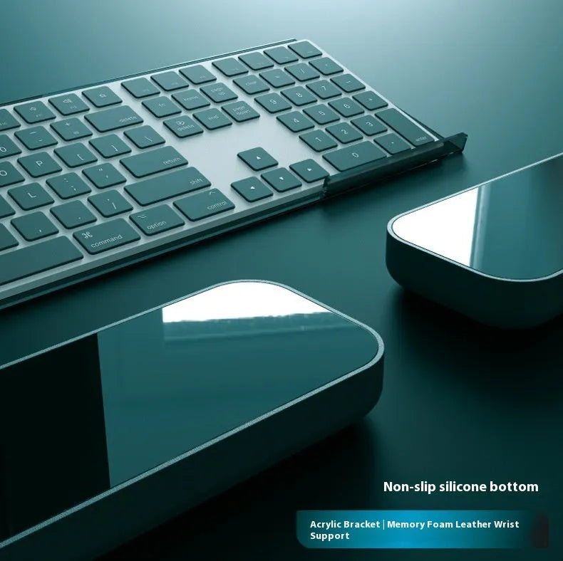 Double-sided keyboard mouse pad with memory foam wrist support in black, green, grey, white, or yellow