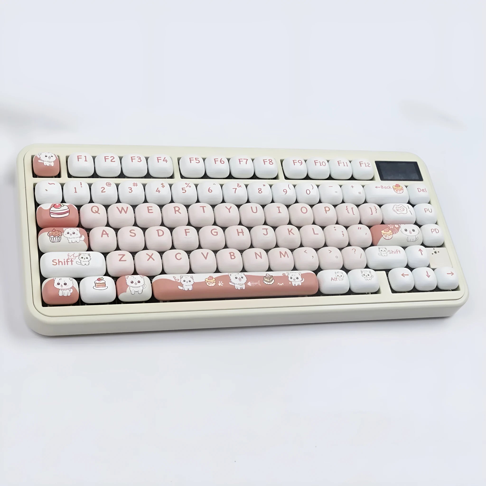 Dessert cat MOG round sublimation key cap set for mechanical keyboards with cartoon dessert cat designs