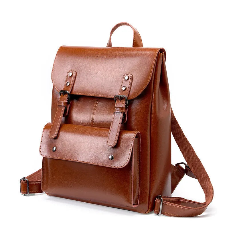 Genuine leather women's computer backpack in black, brown or coffee colour