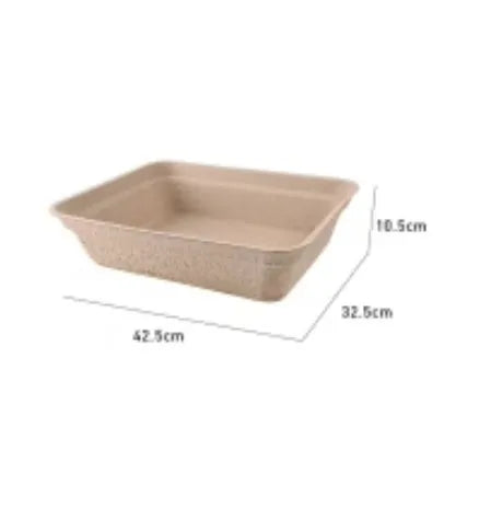 Brown disposable waterproof cat litter box shown in one of three available sizes.
