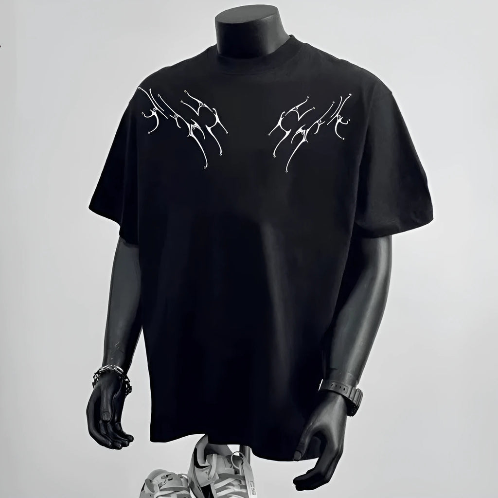 Men's pure cotton short sleeve T-shirt in loose fit business style, available in white and black colours