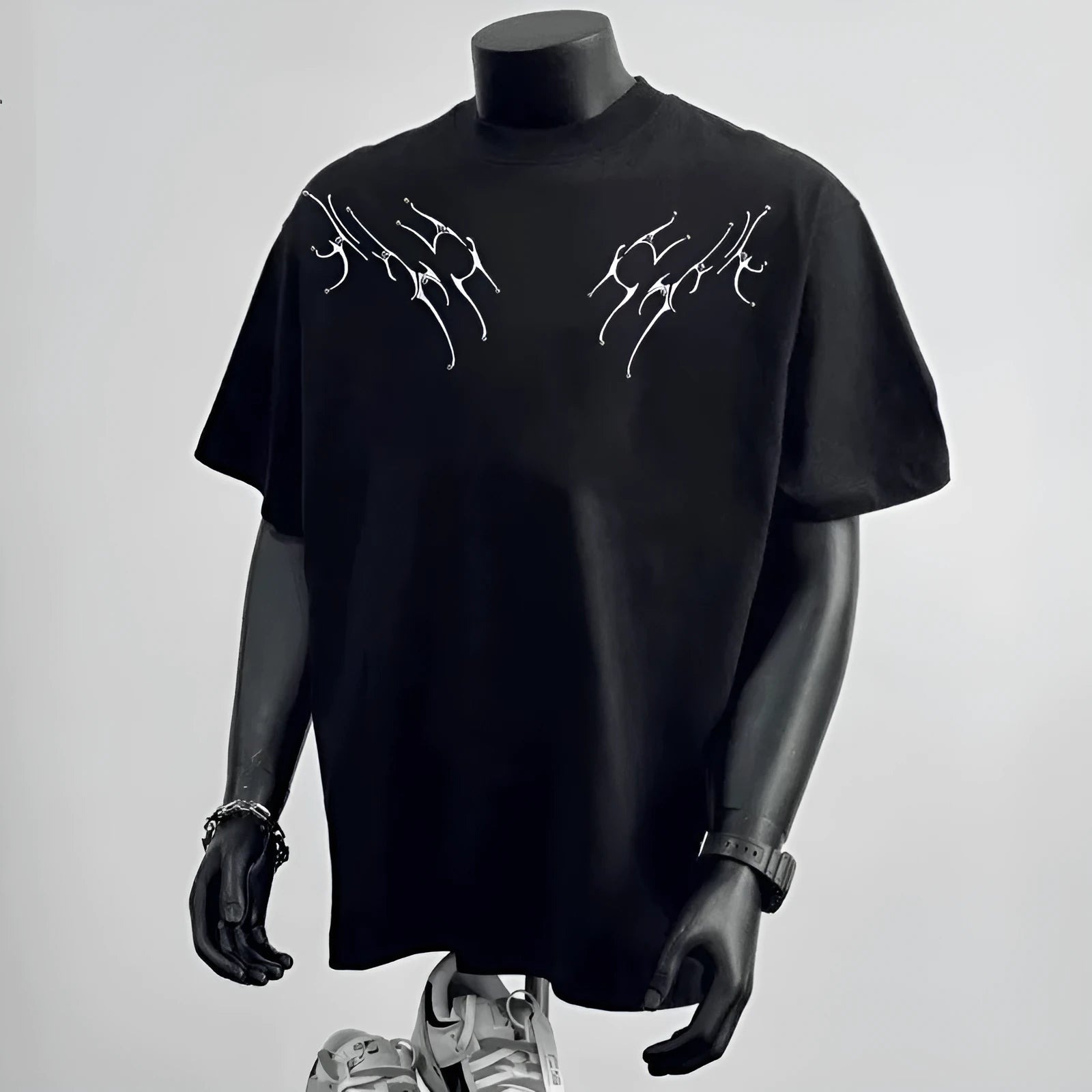 Men's pure cotton short sleeve T-shirt in loose fit business style, available in white and black colours