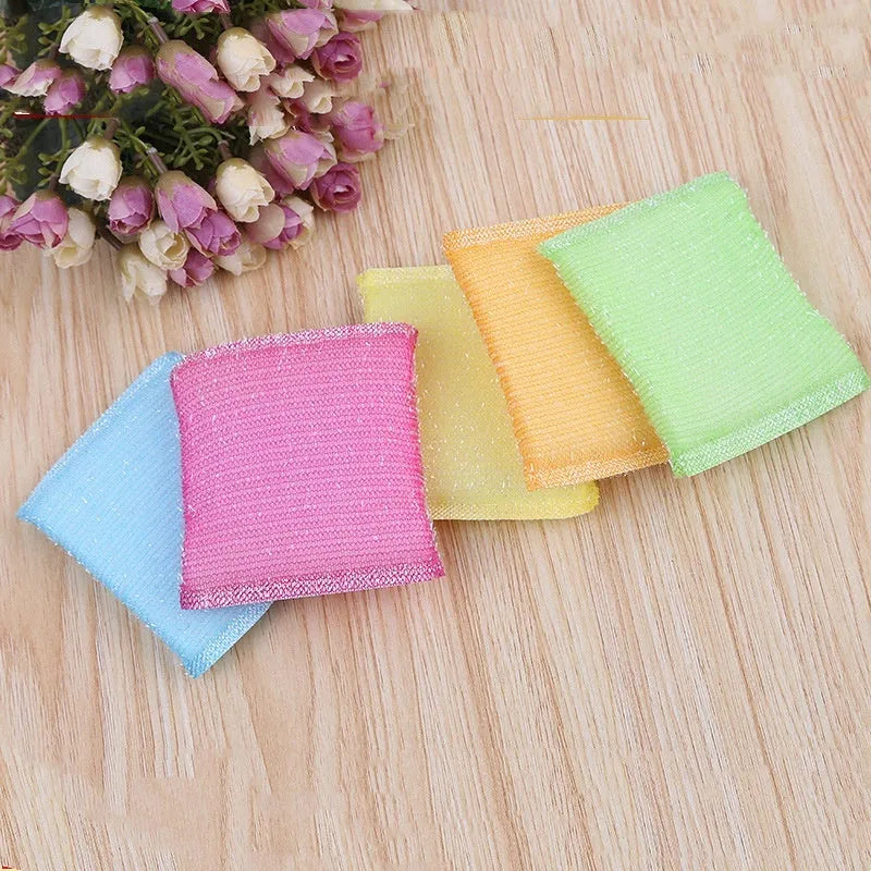 Pinstripe fabric dishwashing sponge mop in macaron colours for wet and dry cleaning.