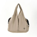 Apricot-coloured cloth pet handbag carrier for cats and small dogs, shown with dimensions 41cm long.