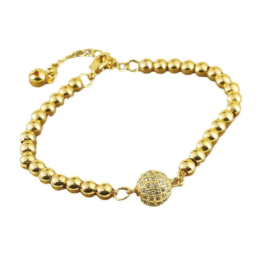 Arabic style copper bracelet with heart-shaped design and zircon stone details for women