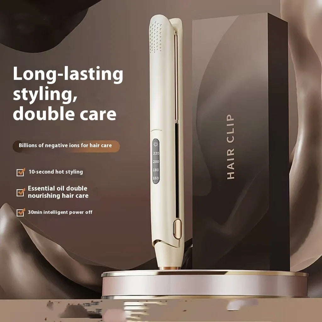 LCD screen hair straightener with temperature control in almond white, glory black, or olive green colours