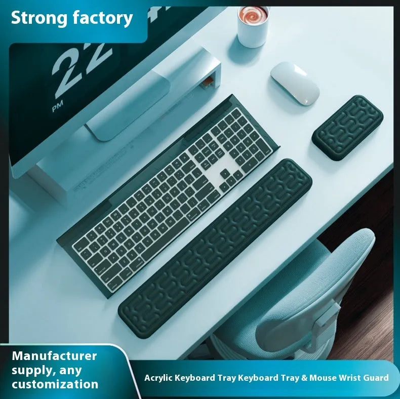 Double-sided keyboard mouse pad with memory foam wrist support in black, green, grey, white, or yellow