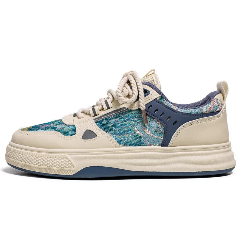 Canvas plimsoll shoes in Milan green and beige colours with flat heel and round toe design