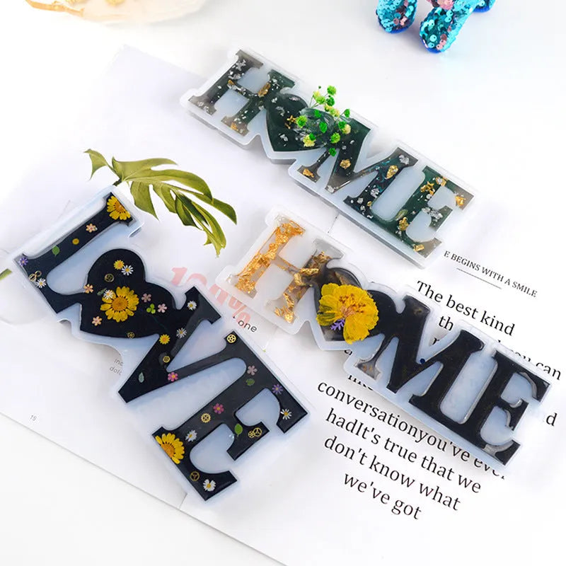 Silicone epoxy mould for resin letter crafts with love and English designs