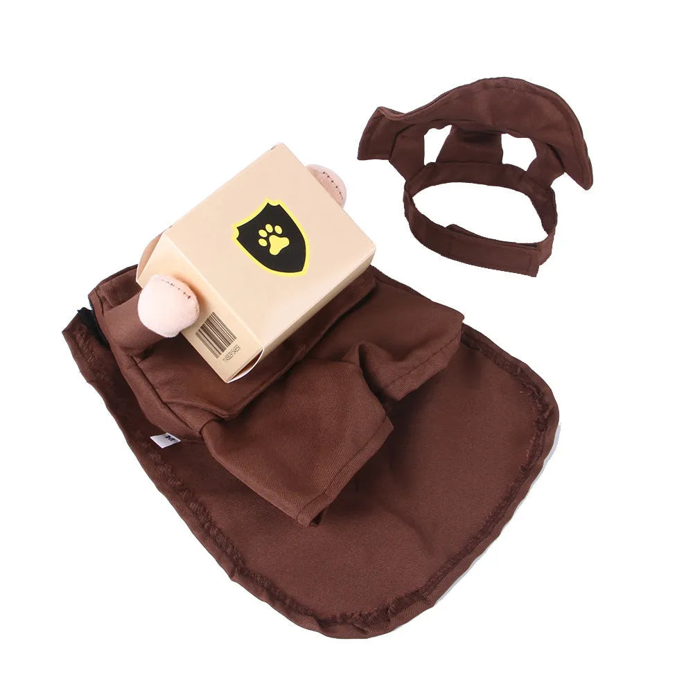 Coffee-coloured polyester pet standing clothing for dogs and cats in casual outing style