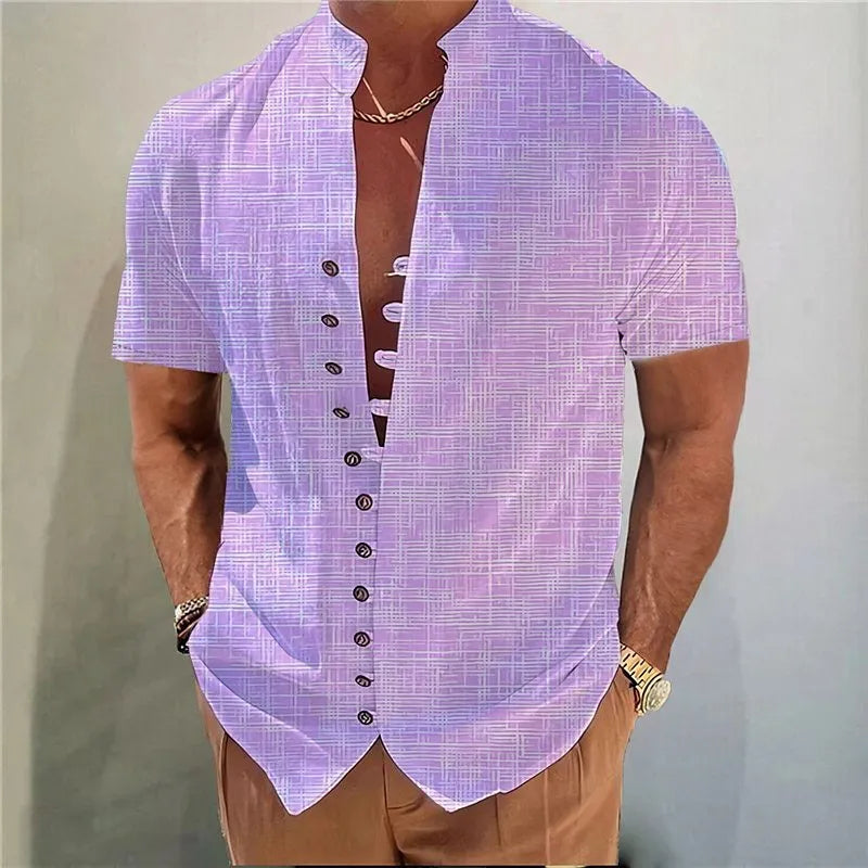 Youth model wearing a short sleeve cardigan with a blue and white geometric floral print pattern.